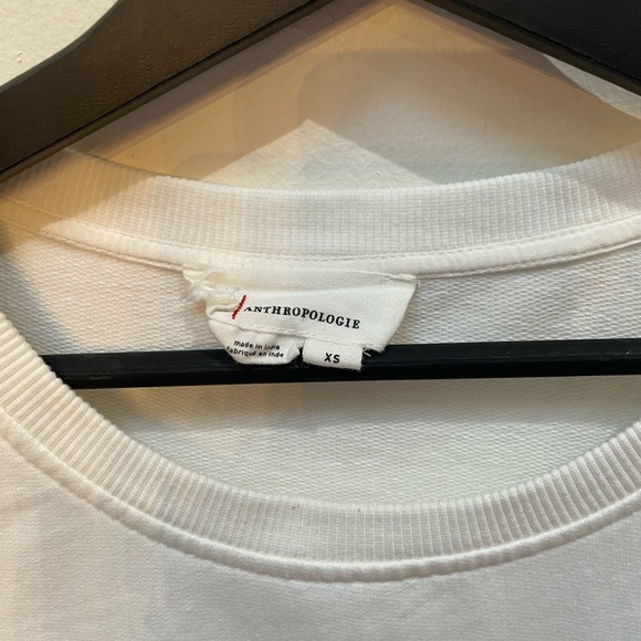 Anthropologie White Lace Ruffle Sweatshirt - Picture 2 of 4